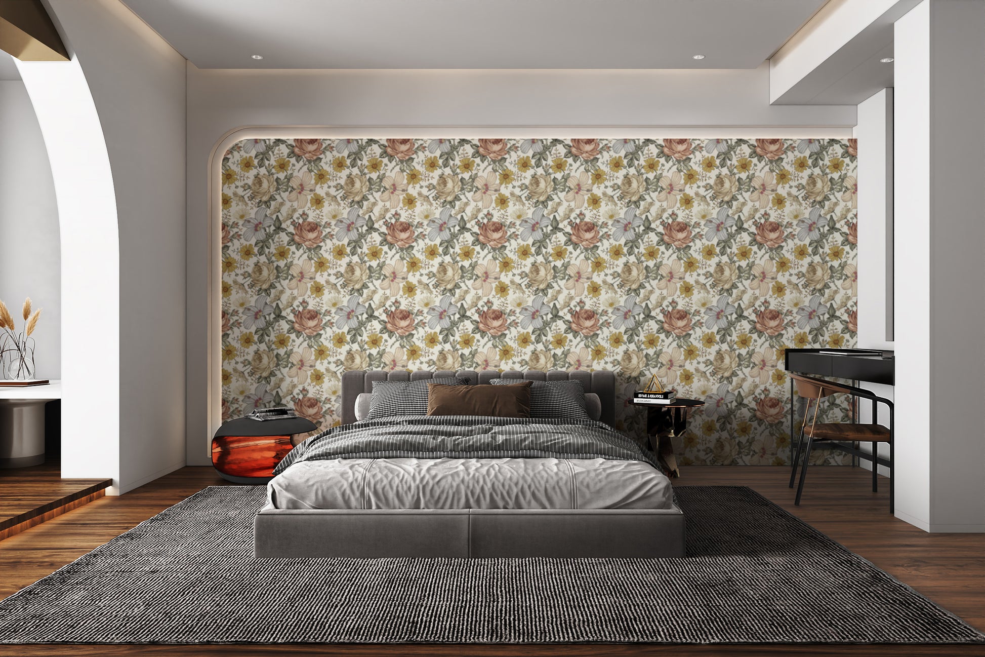 Vintage-inspired wildflower tile mural for timeless decor