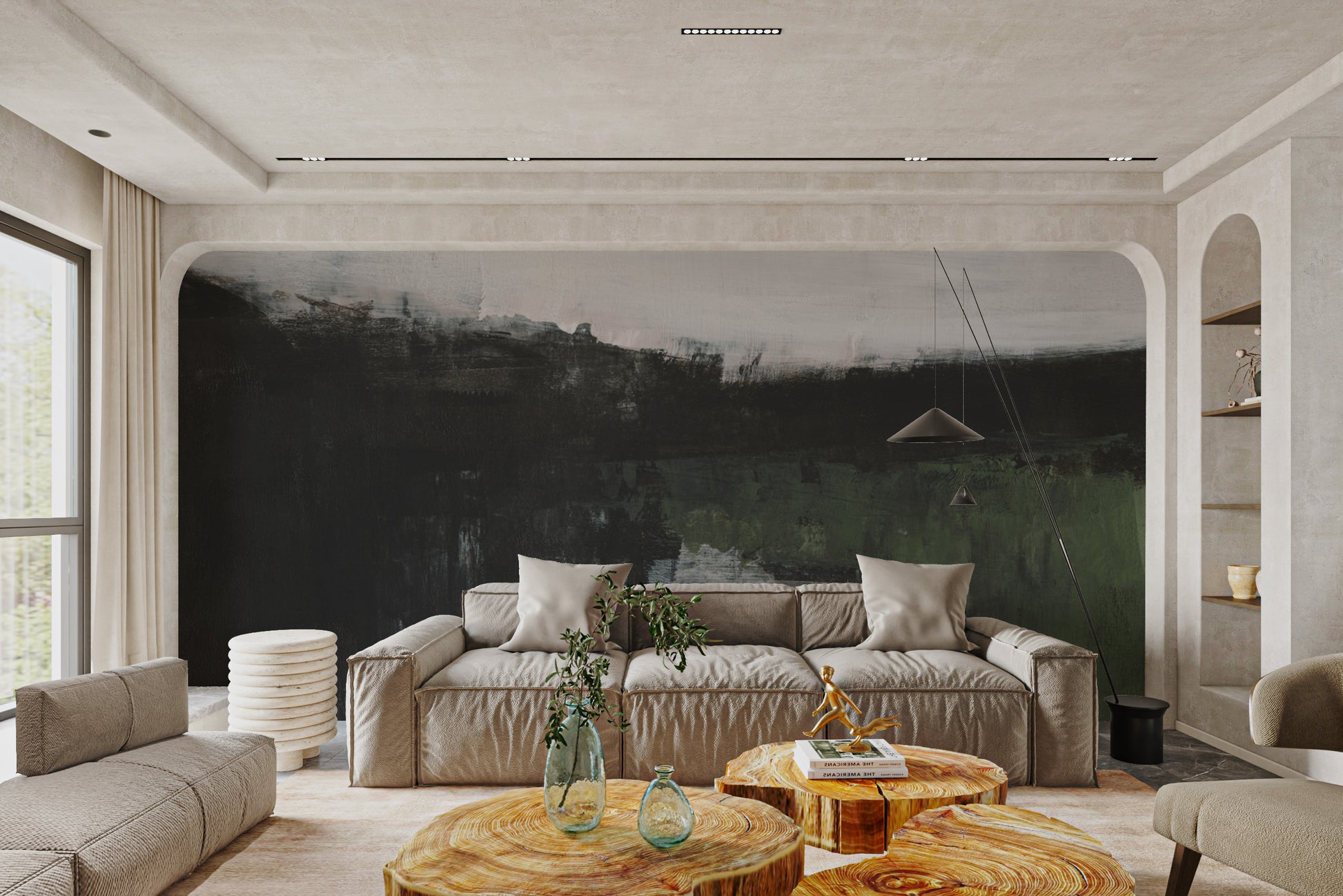 Hand-painted wall mural showcasing a tranquil scenery