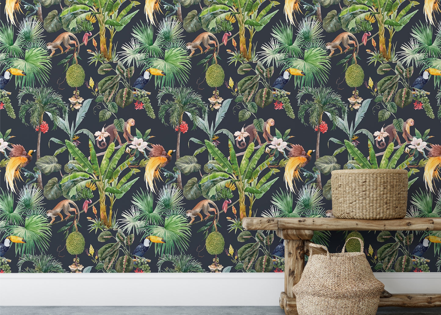 Seamless tropical flowers design for chic wall decor