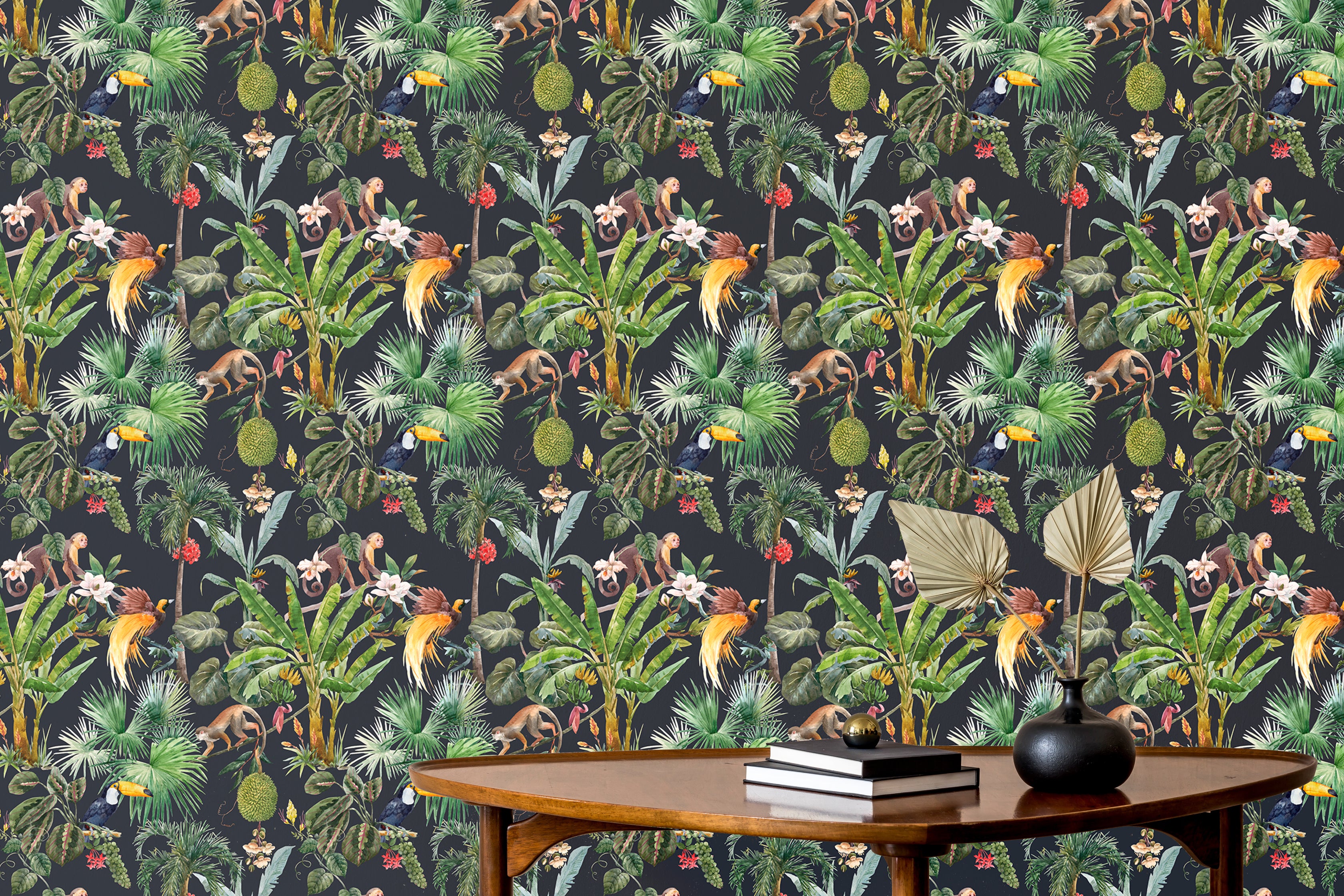 Beautiful watercolor wallpaper with tropical florals