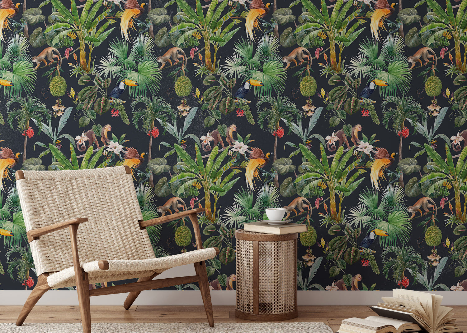 Seamless tropical floral design for serene interiors