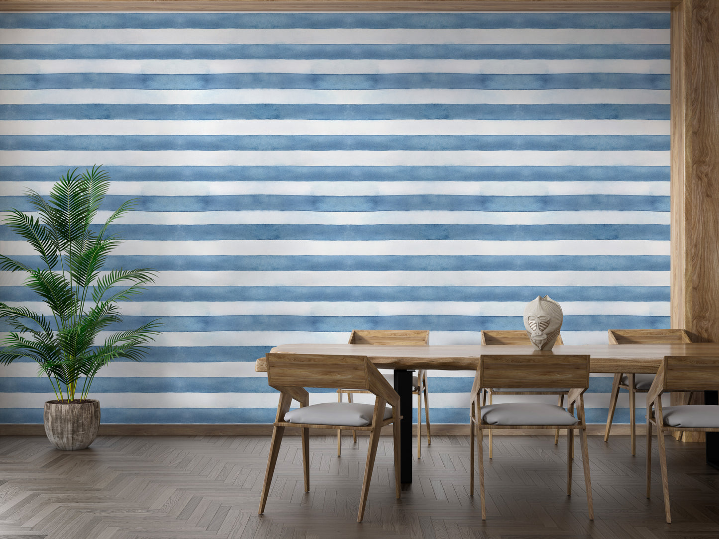 Coastal Pastel Stripes Wallpaper Mural