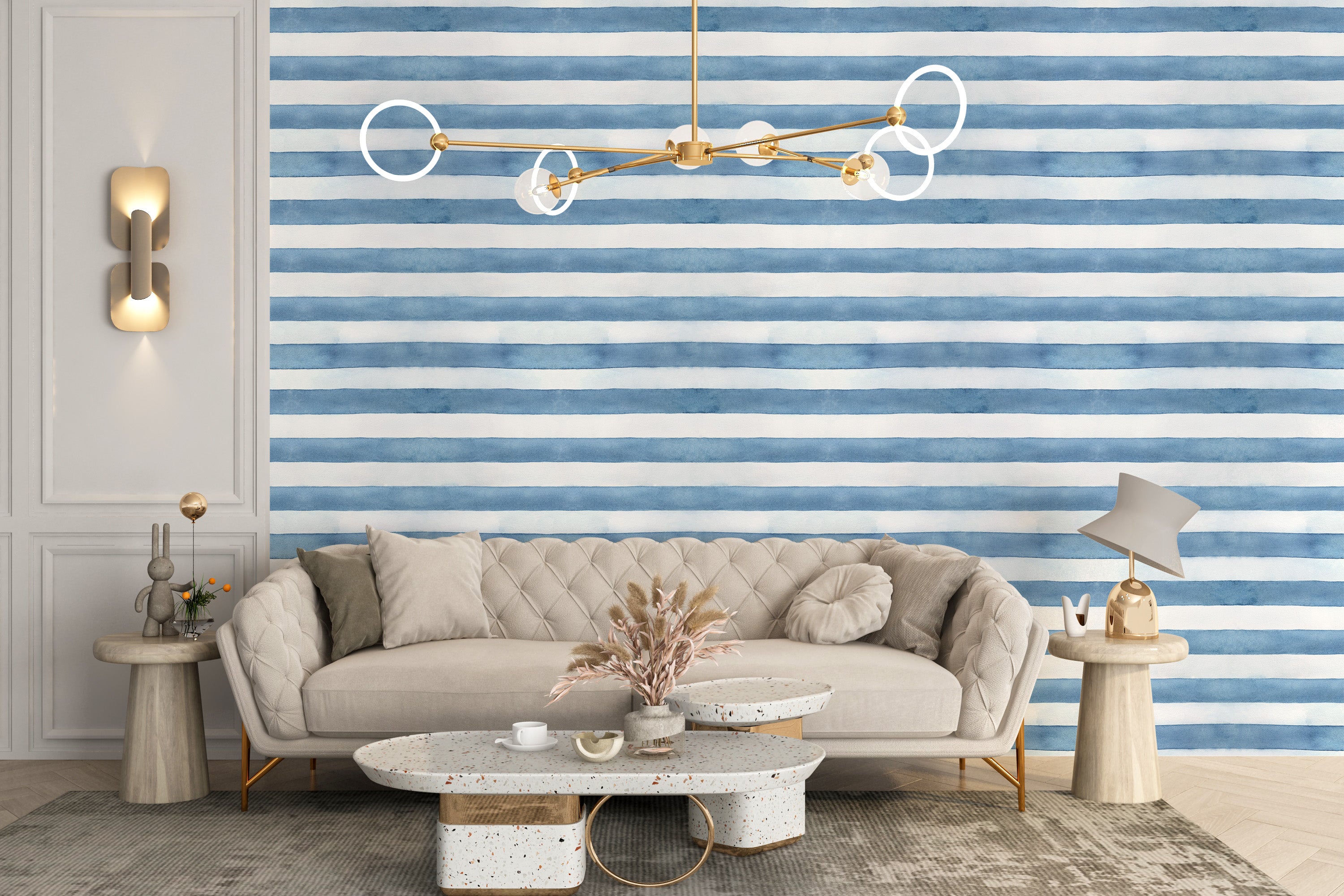 Calm Watercolor Stripes Wallpaper Mural