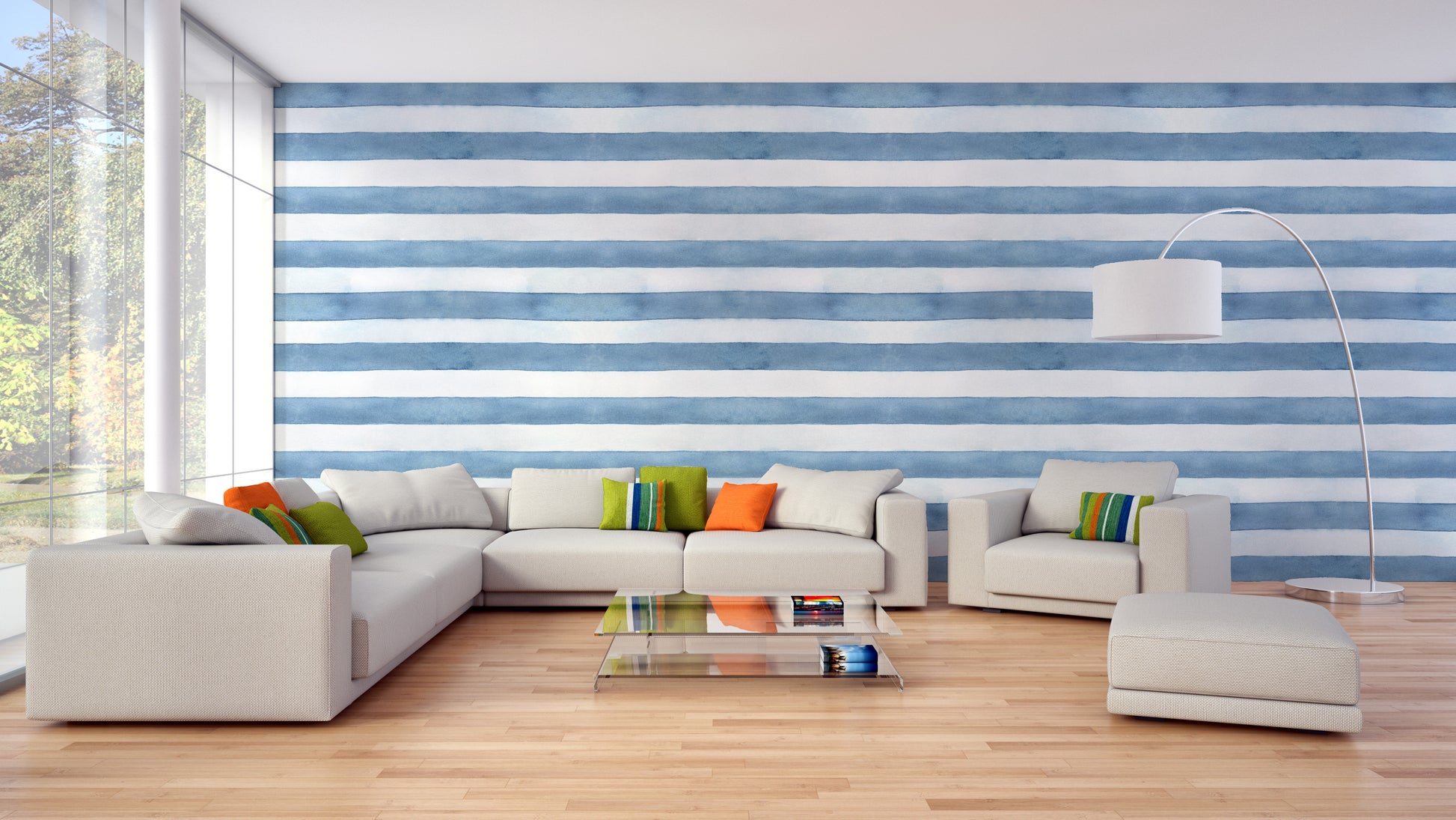 Soft Coastal Stripes Wallpaper Mural