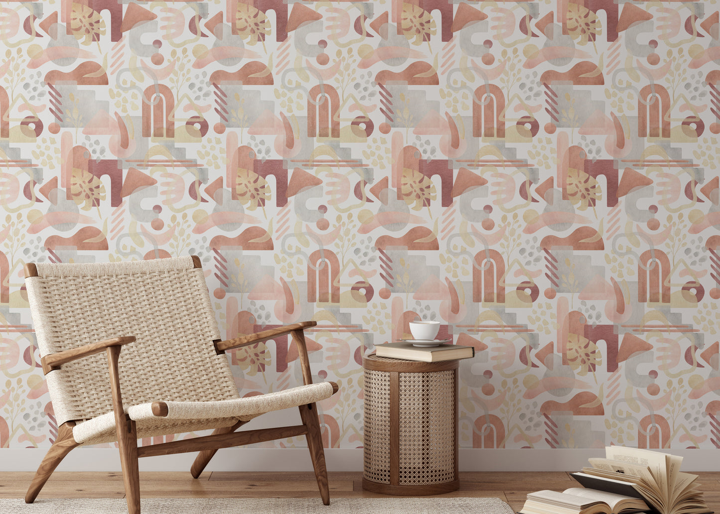 Watercolor pastel hues in Boho wallpaper style.