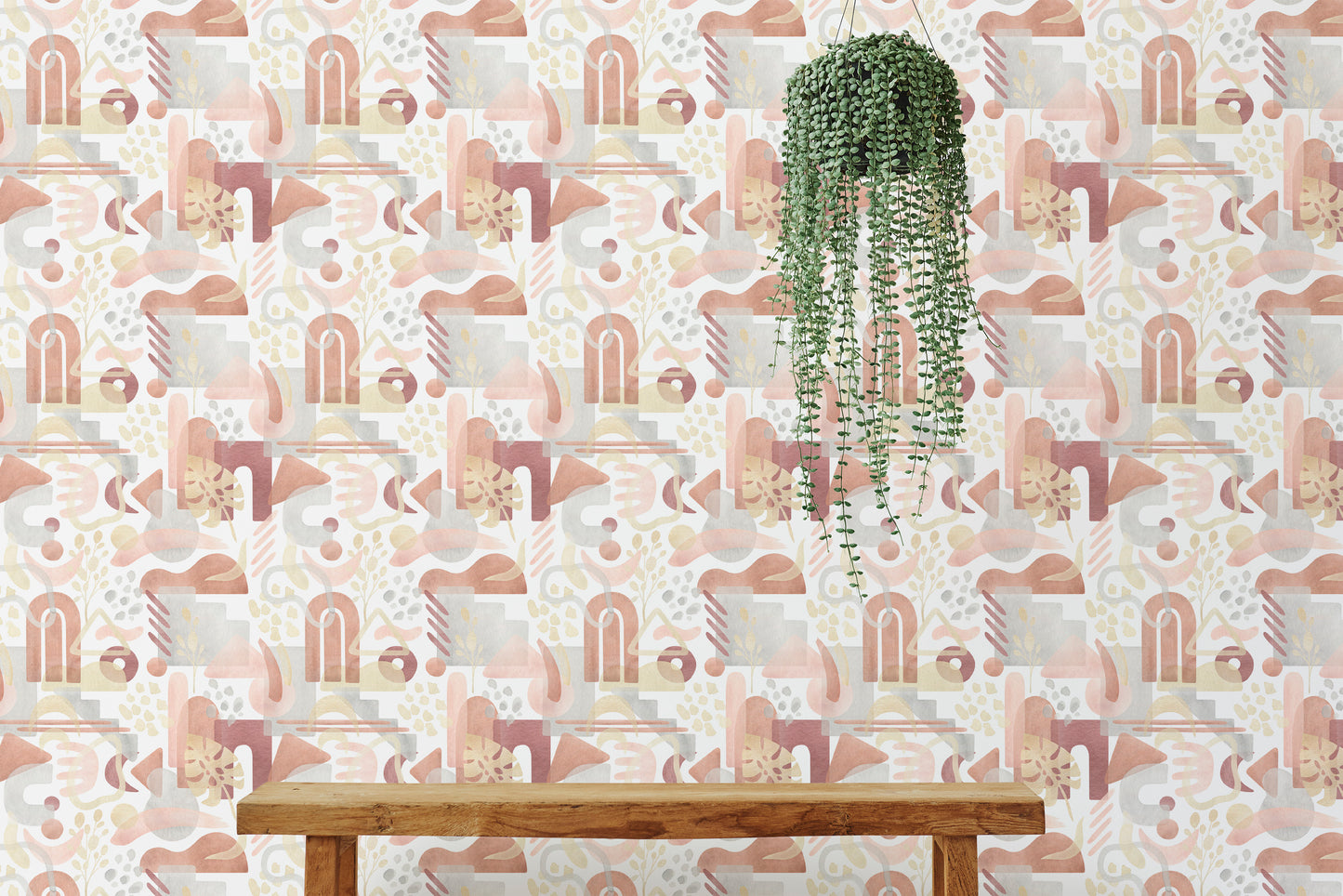 Warm aesthetic pastel tones in Boho watercolor wallpaper.