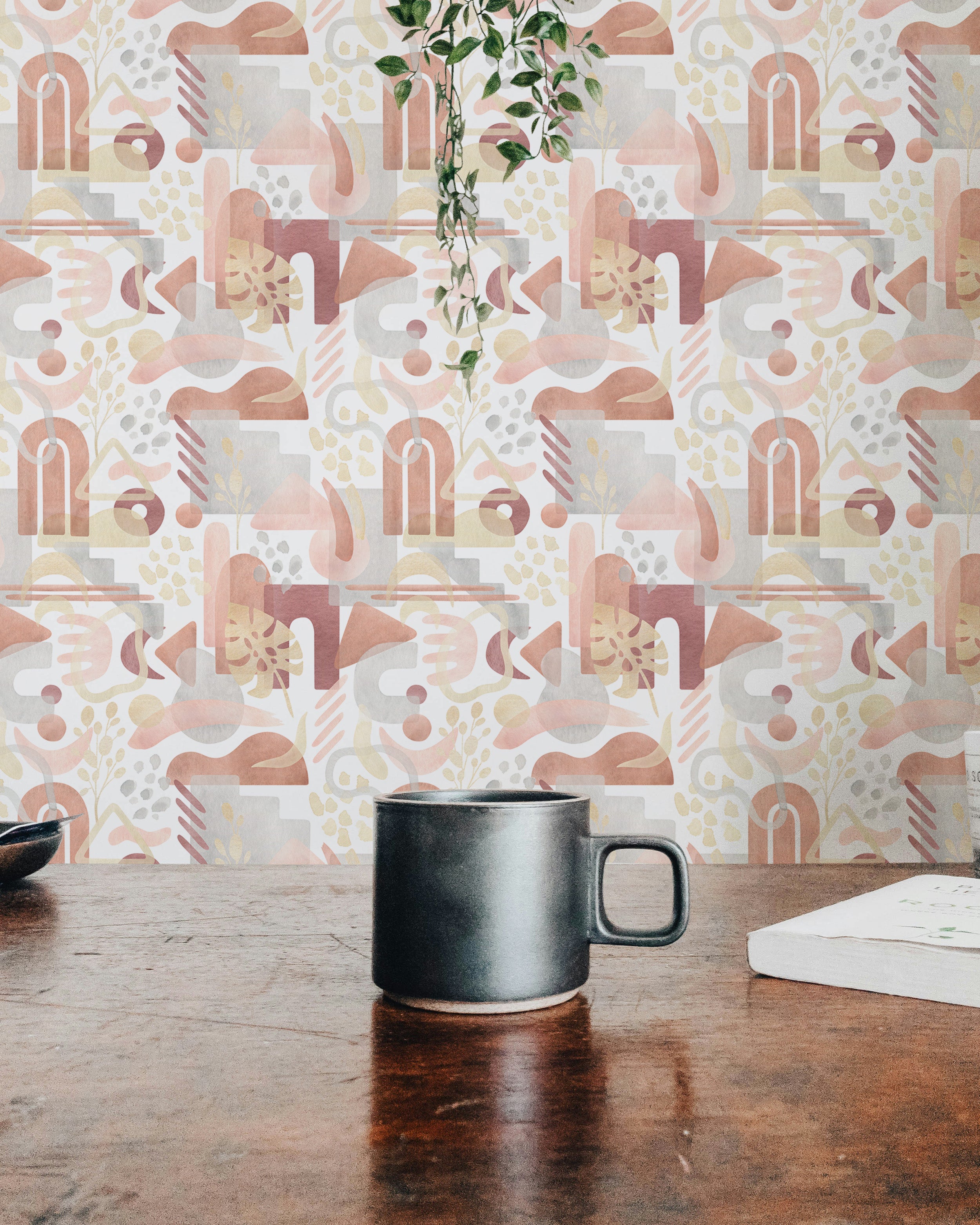 Pastel Boho wallpaper with warm watercolor hues.