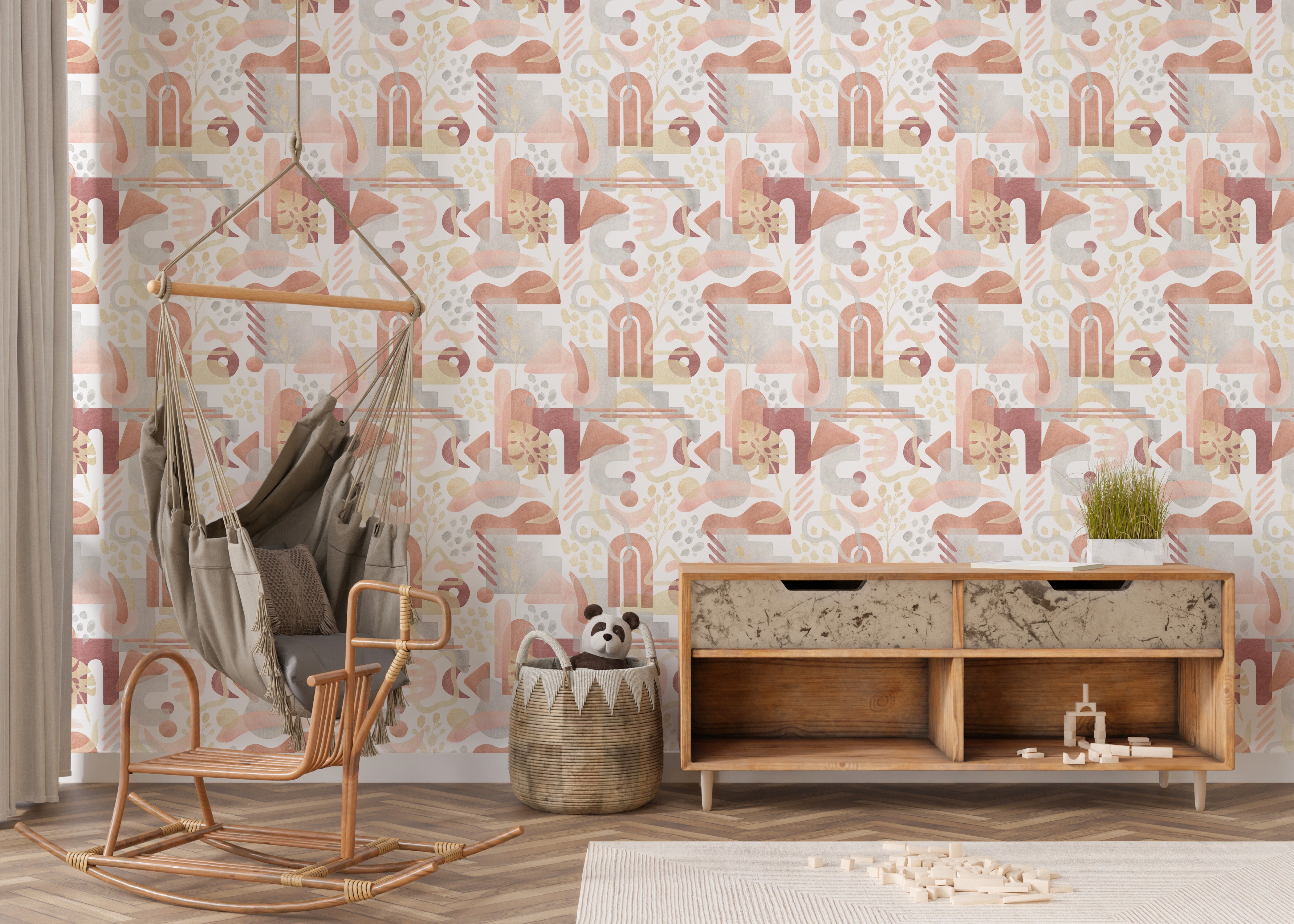 Artistic Boho wallpaper with pastel watercolor tones.