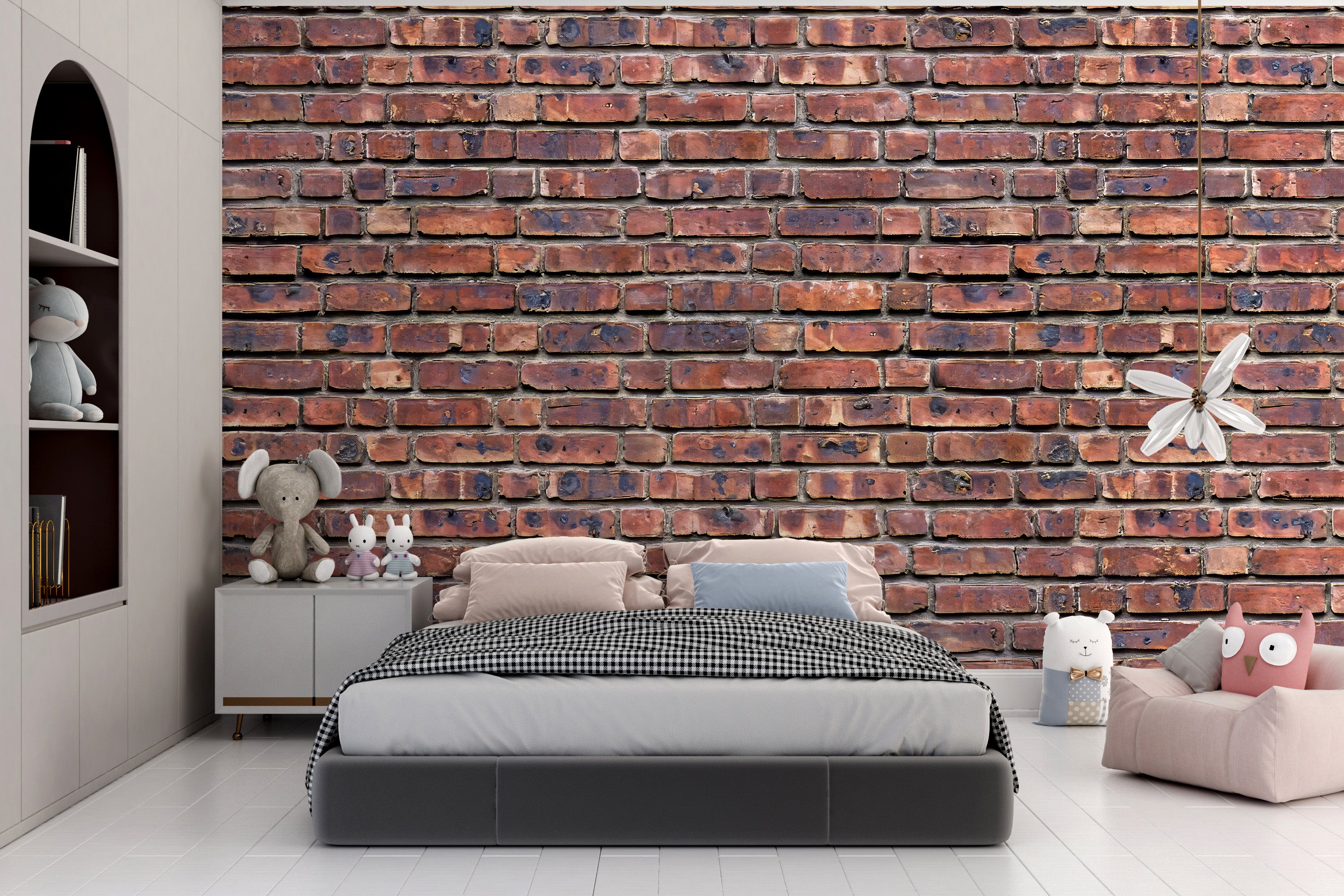 Peel and stick antique brick mural for rustic walls