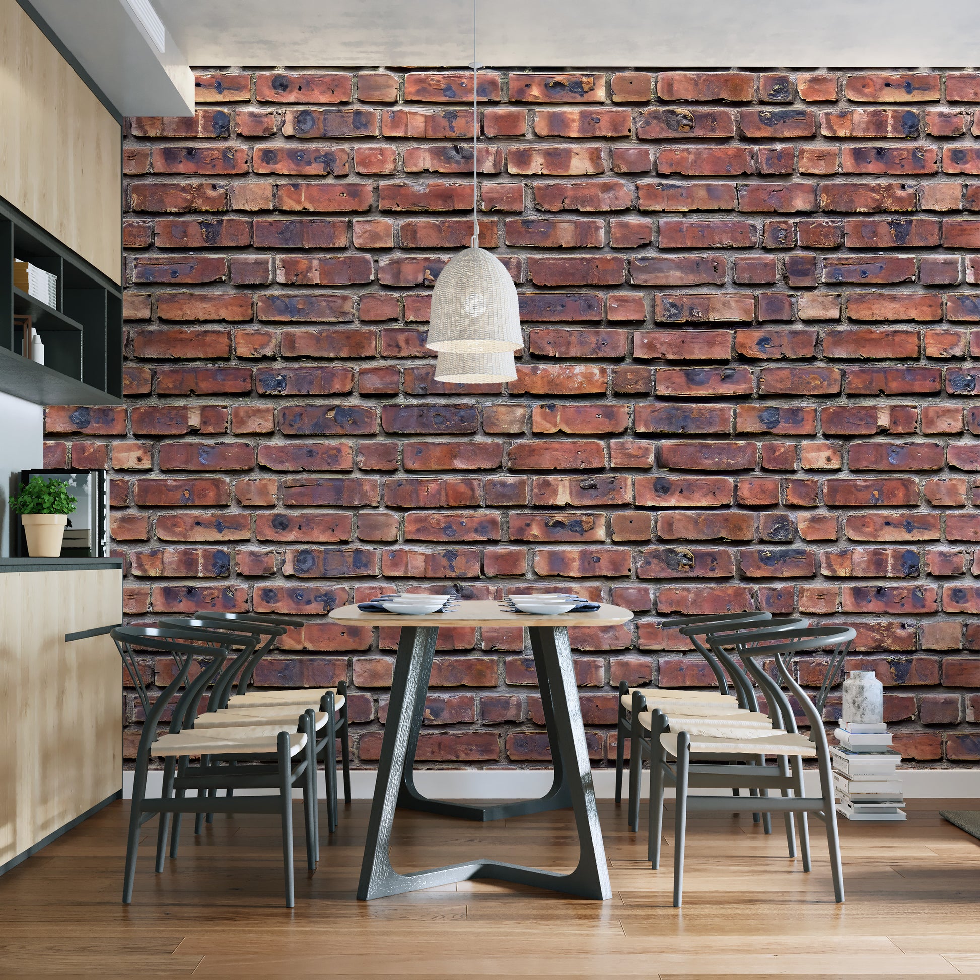 Self-adhesive antique brick mural for stylish spaces