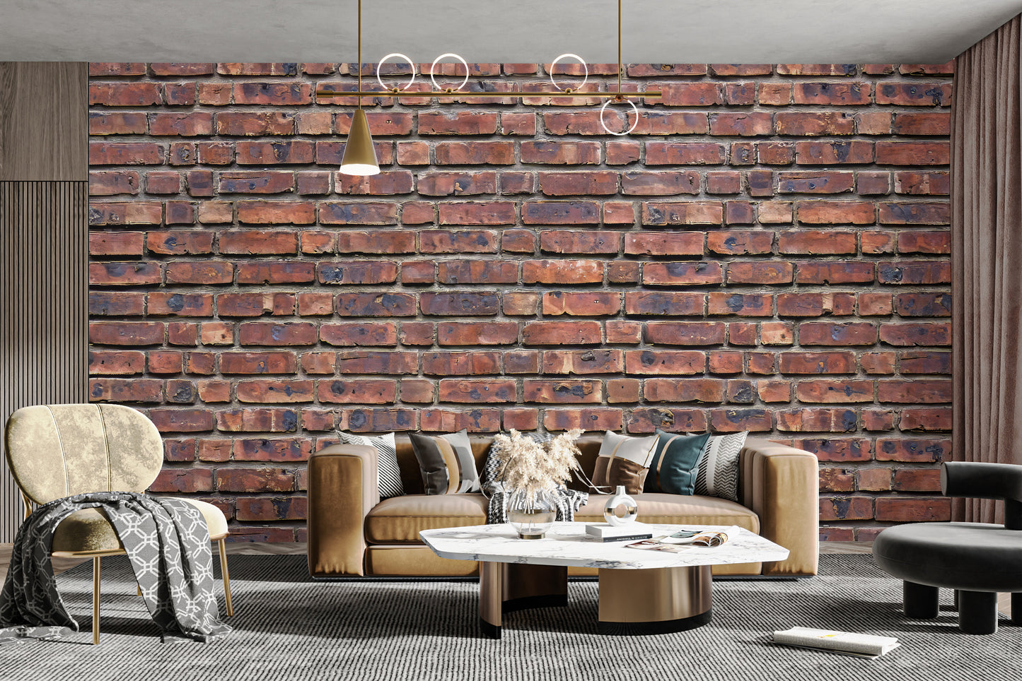 Antique brick peel-off mural for textured wall design