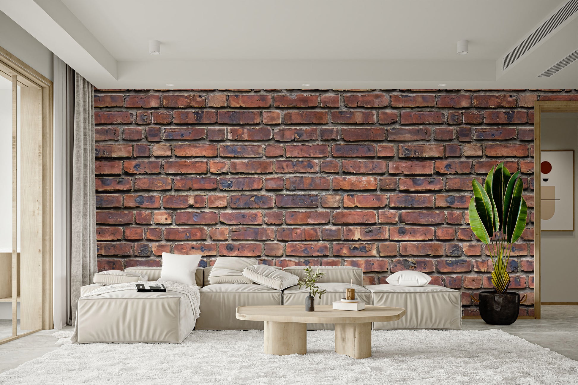 Room wallpaper featuring antique brick texture patterns