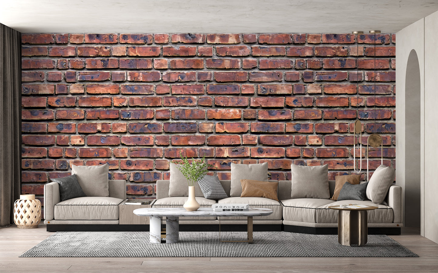 Rustic antique brick mural for bold and modern interiors