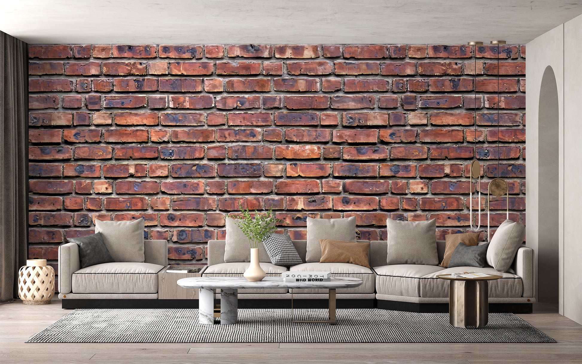 Rustic antique brick mural for bold and modern interiors