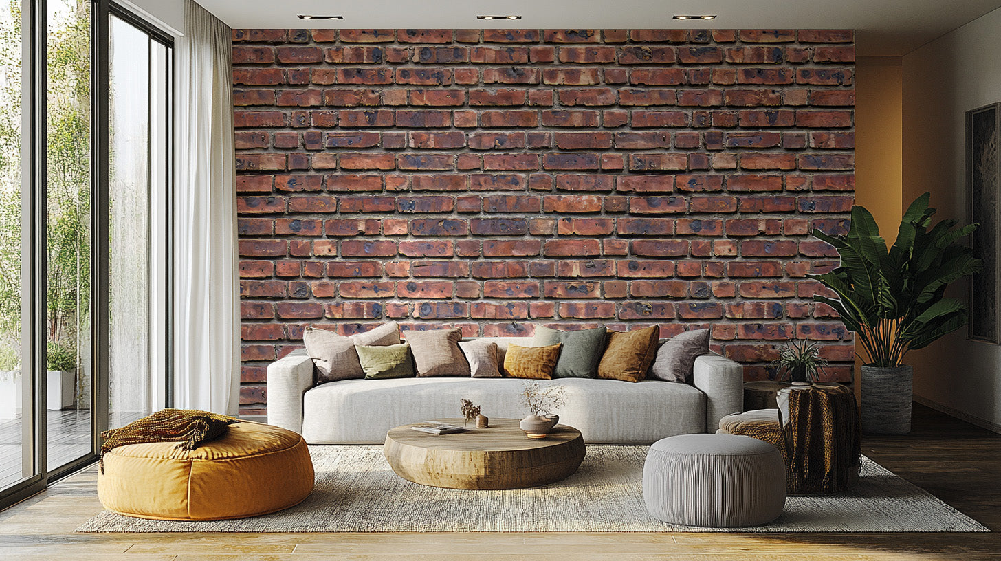 Vintage-style antique brick wallpaper mural for walls