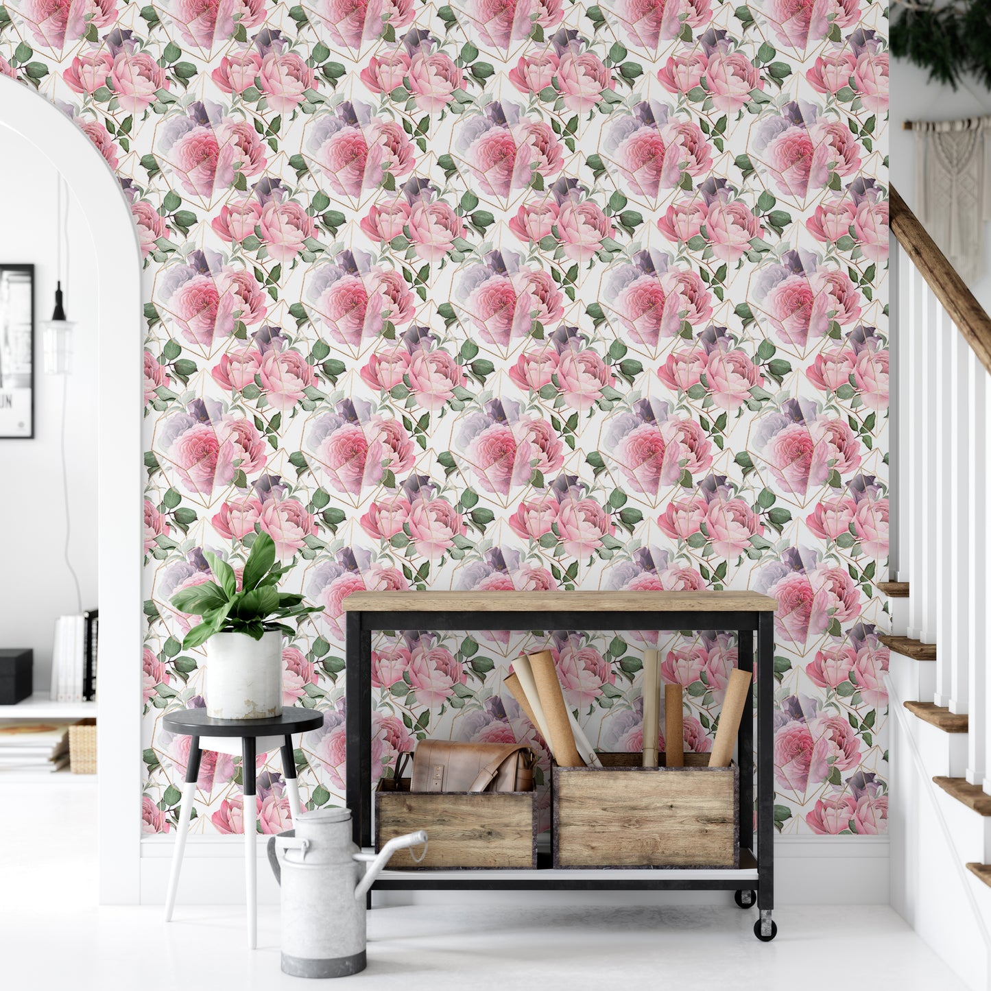 Cute Birds and Modern Floral Self Adhesive Wallpaper