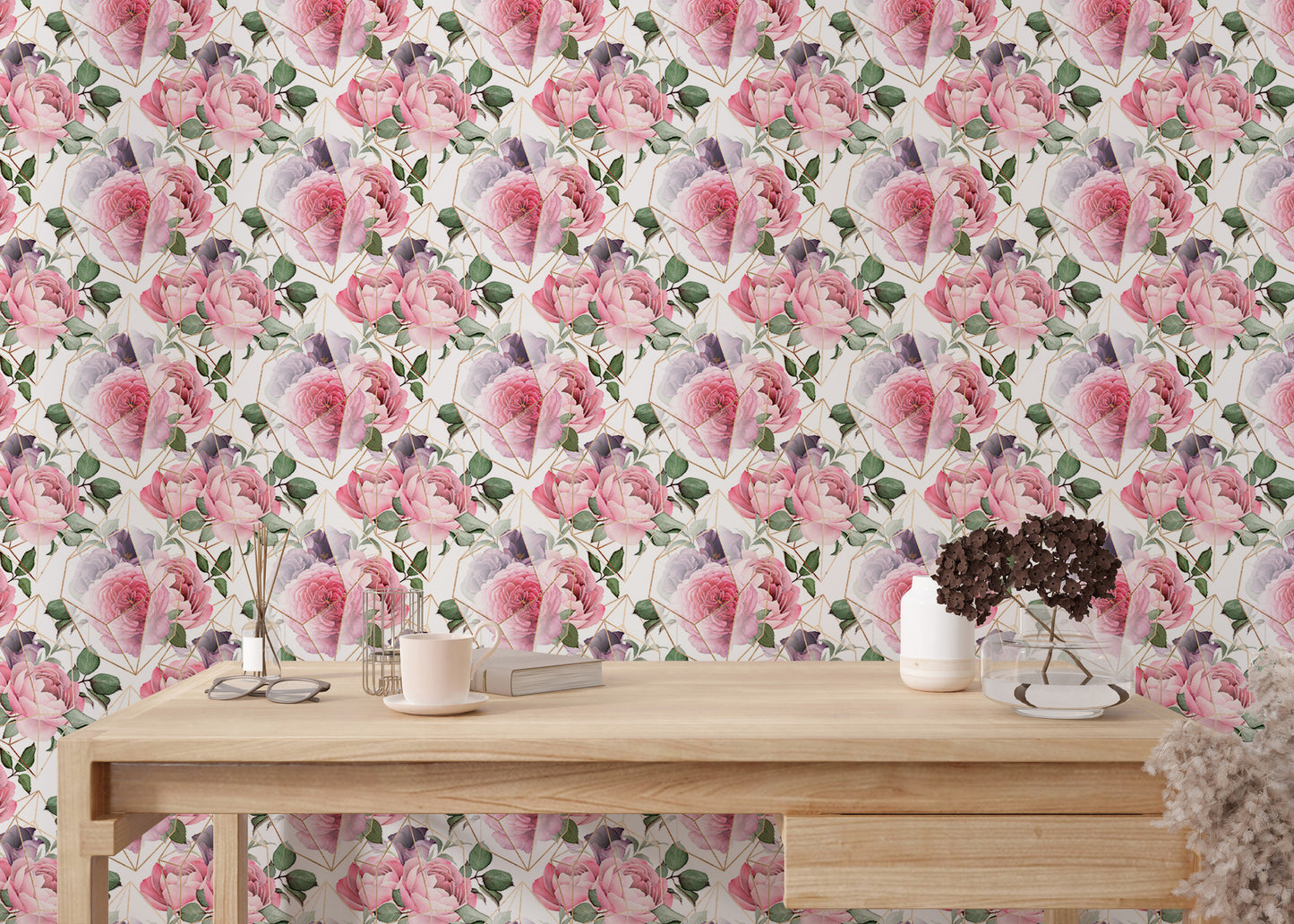 Cute Birds and Modern Floral Self Adhesive Wallpaper