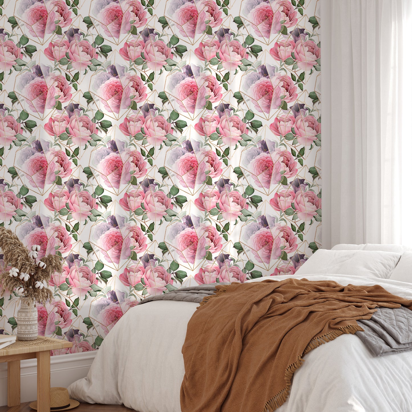 Cute Birds and Modern Floral Self Adhesive Wallpaper