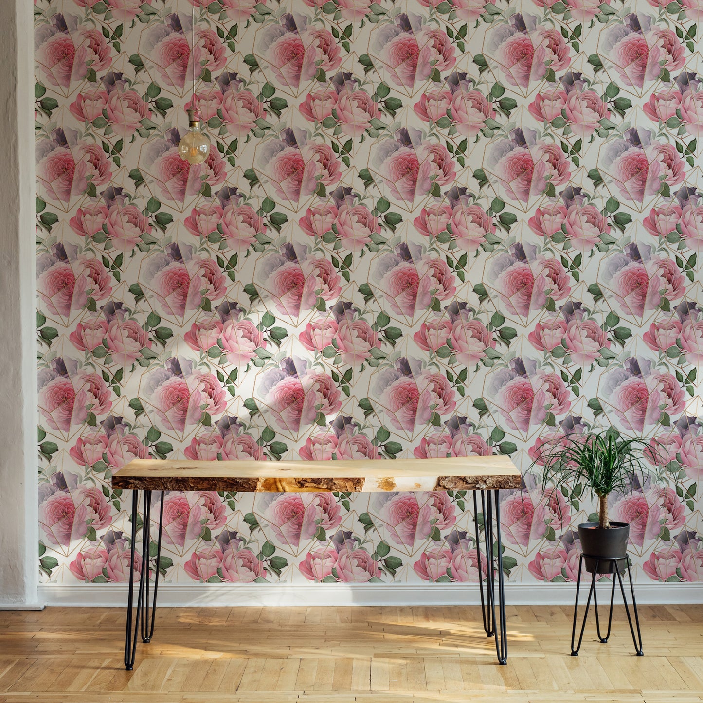 Cute Birds and Modern Floral Self Adhesive Wallpaper