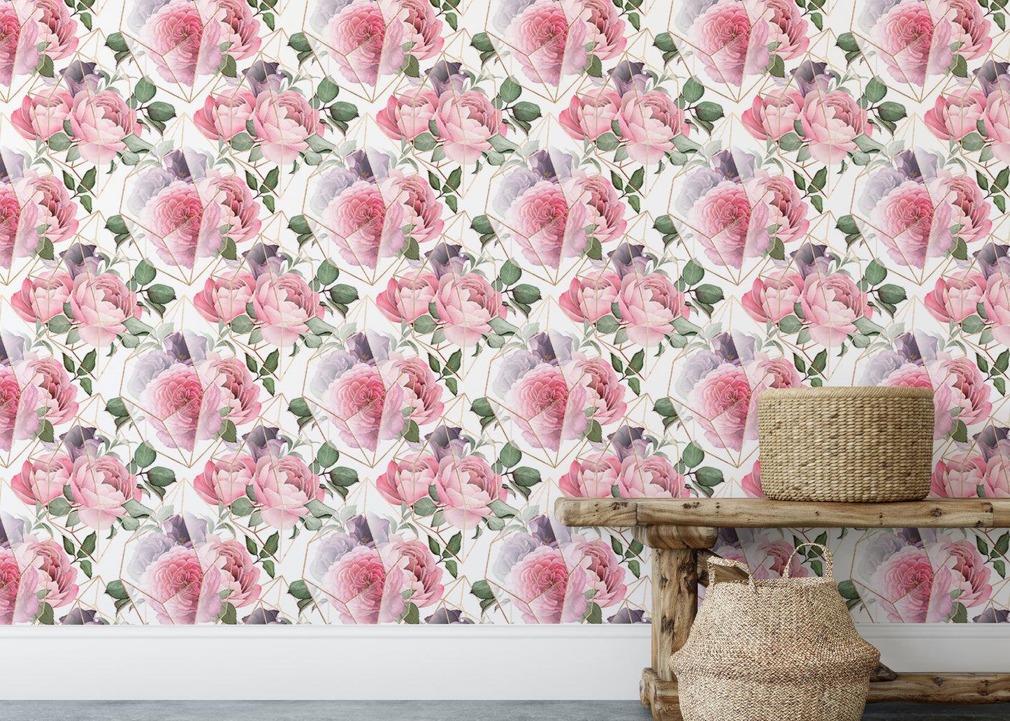 Cute Birds and Modern Floral Self Adhesive Wallpaper