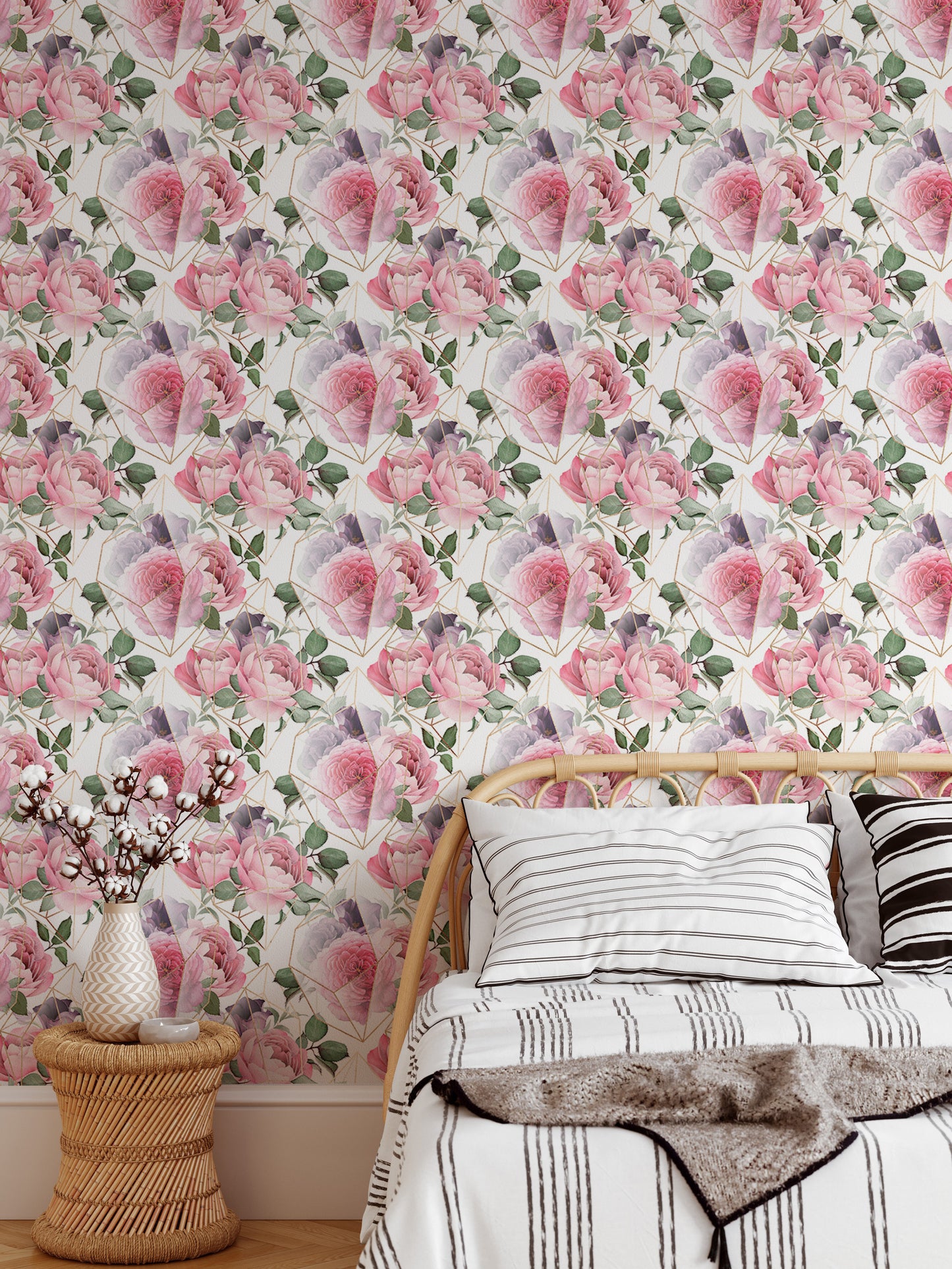 Cute Birds and Modern Floral Self Adhesive Wallpaper