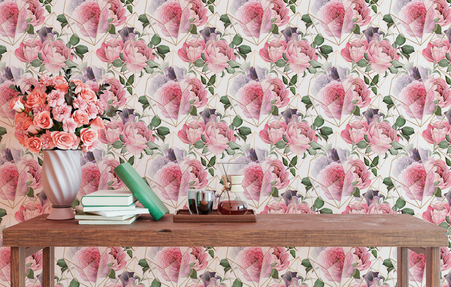 Cute Birds and Modern Floral Self Adhesive Wallpaper