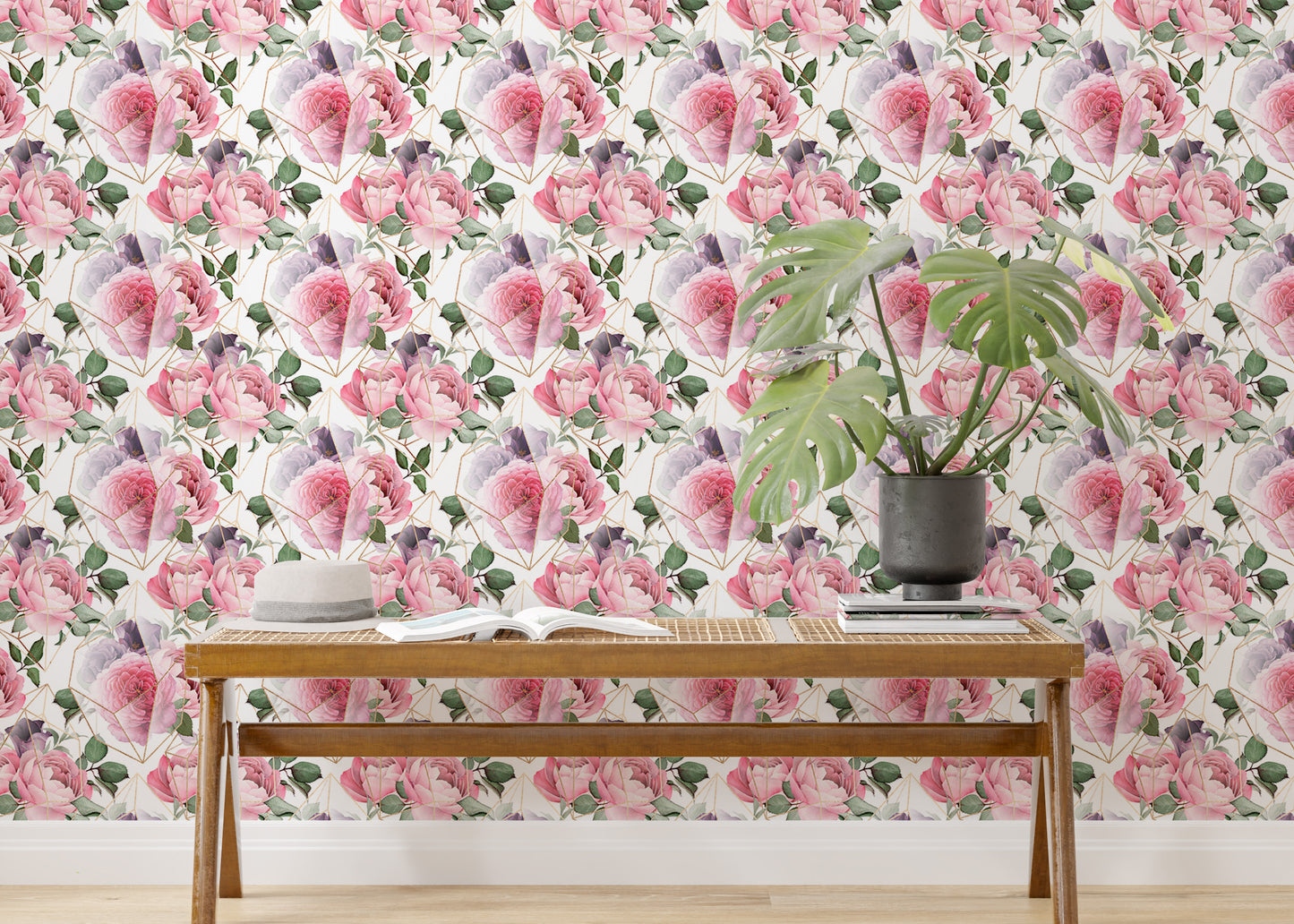 Cute Birds and Modern Floral Self Adhesive Wallpaper