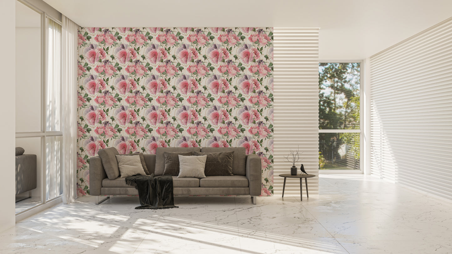 Cute Birds and Modern Floral Self Adhesive Wallpaper