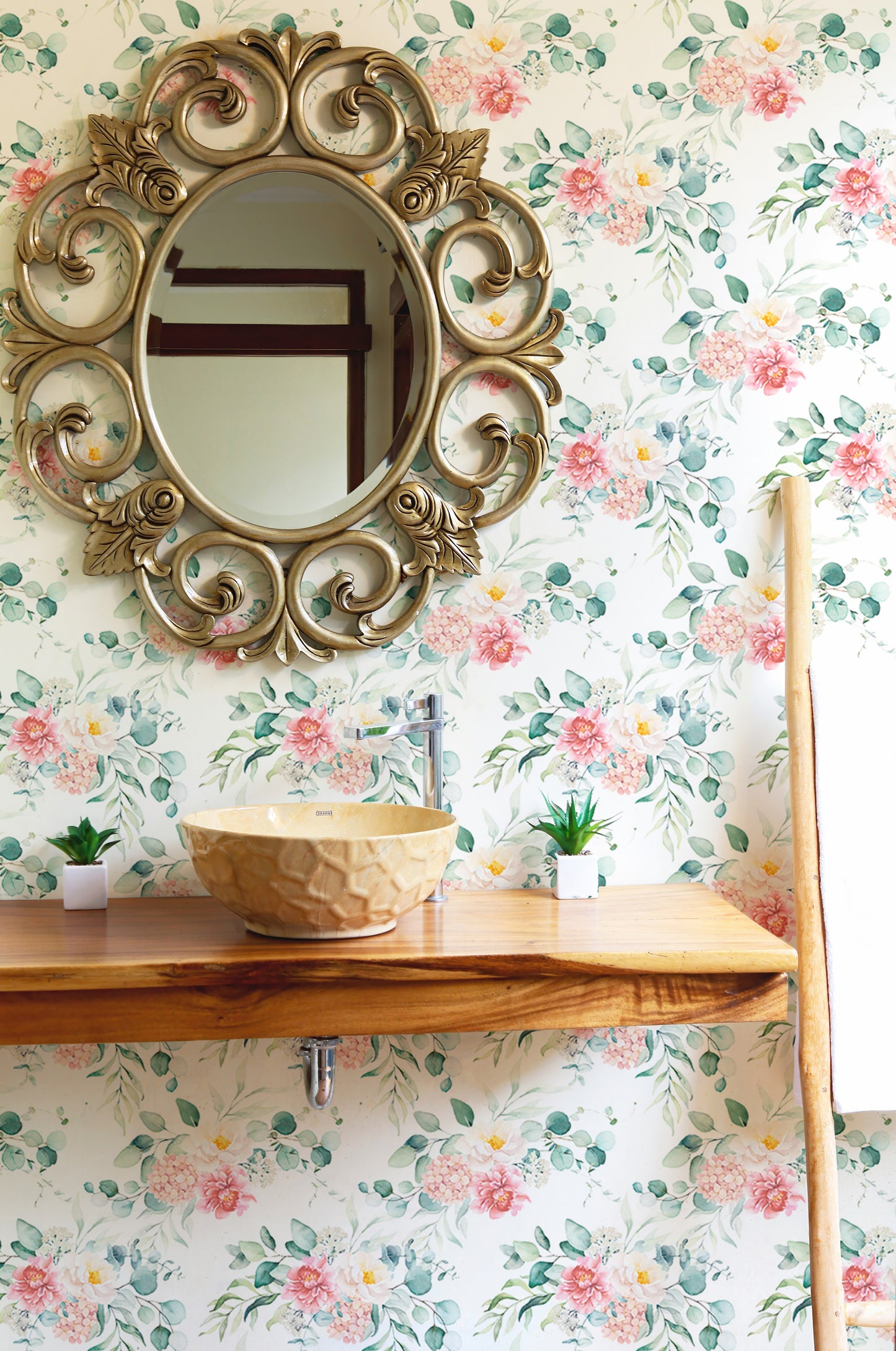 Pink Floral Peel and Stick Leaves Wallpaper For Walls