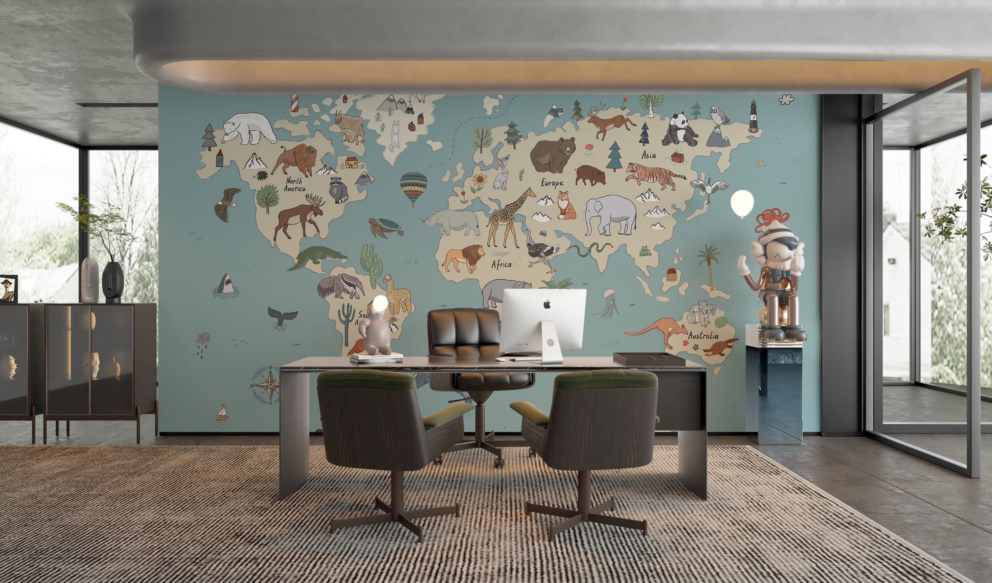 Stunning global wildlife wallpaper mural for bold interiors