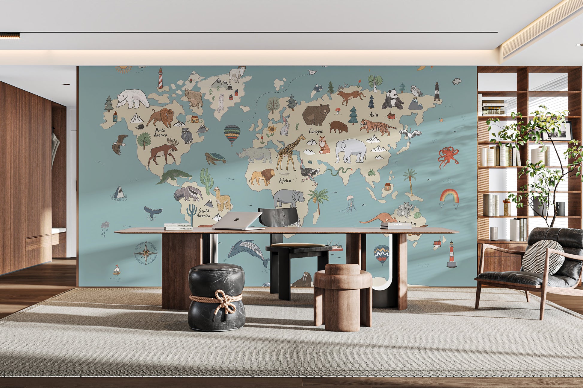 Wildlife-themed global mural for bringing nature indoors