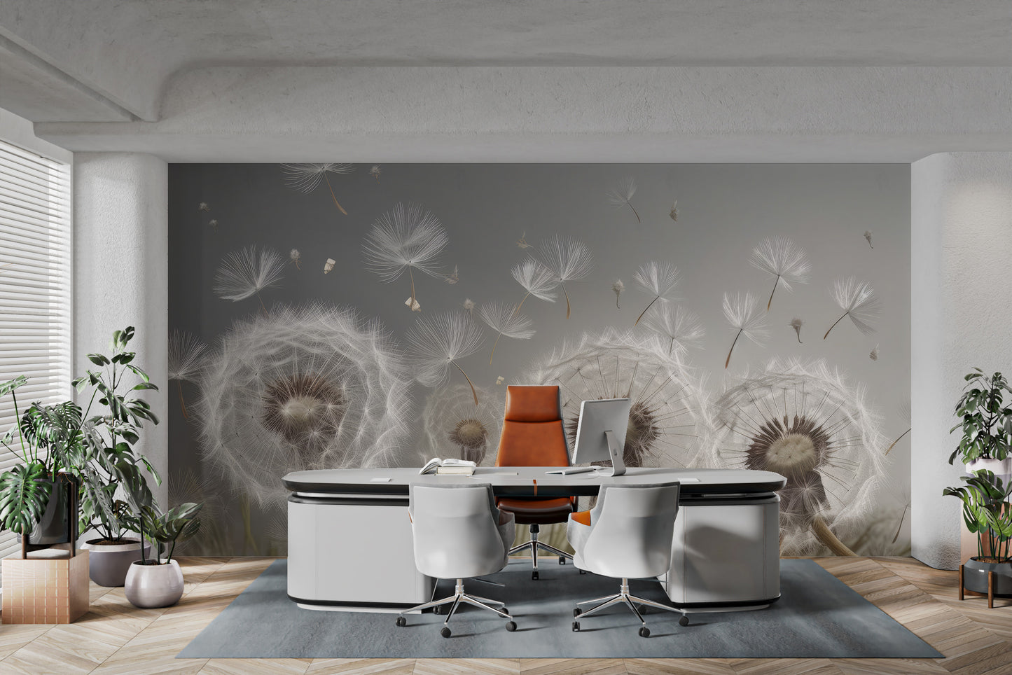 Tranquil floating seeds mural for elegant and soothing interiors