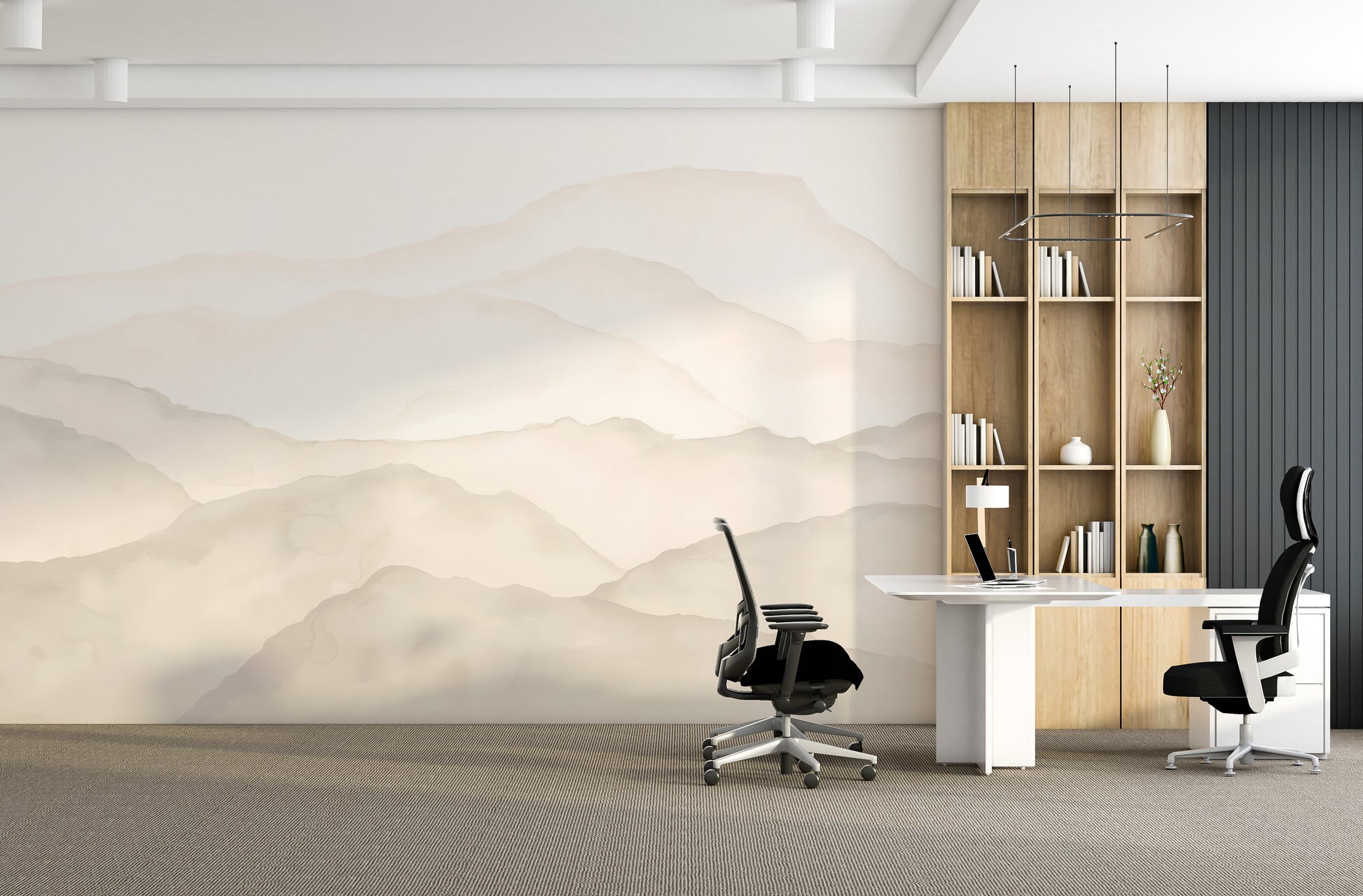 Soft toned peaks wallpaper mural for serene wall decor