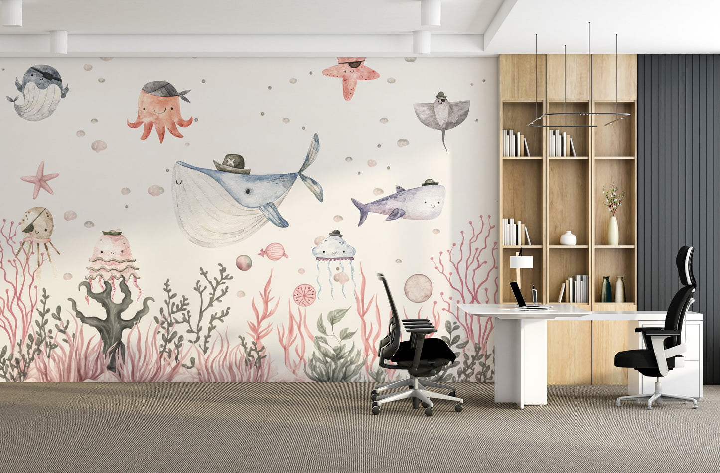 Fun and friendly pirates mural for kids' adventurous spaces