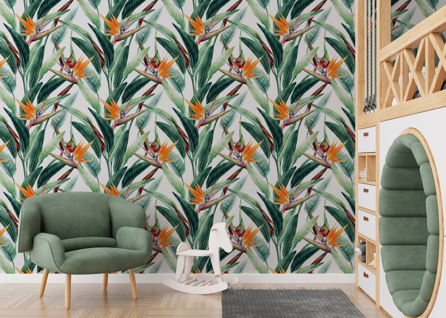 Seamless Floral Tropical Pattern Wallpaper