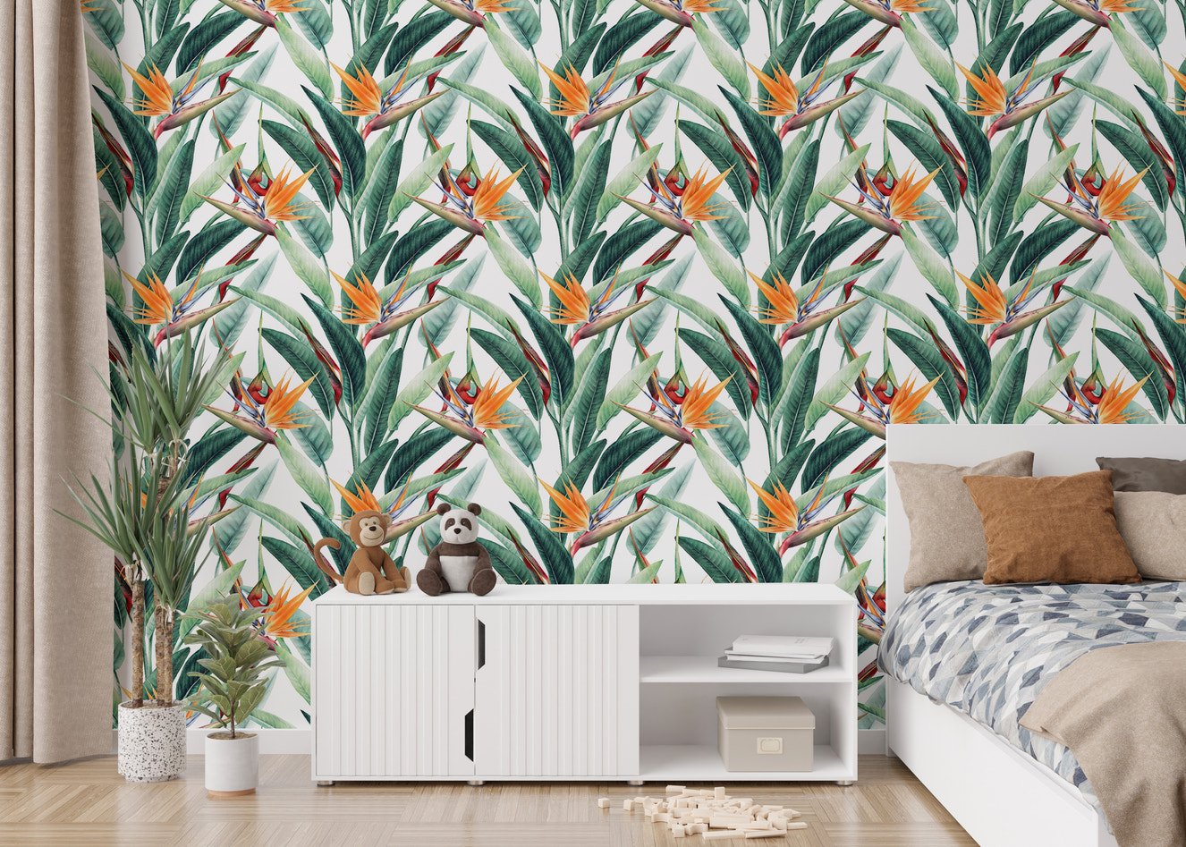 Seamless Floral Tropical Pattern Wallpaper